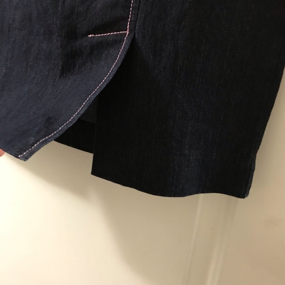 Jean skirt with pink stitching. - Picture 3 of 3